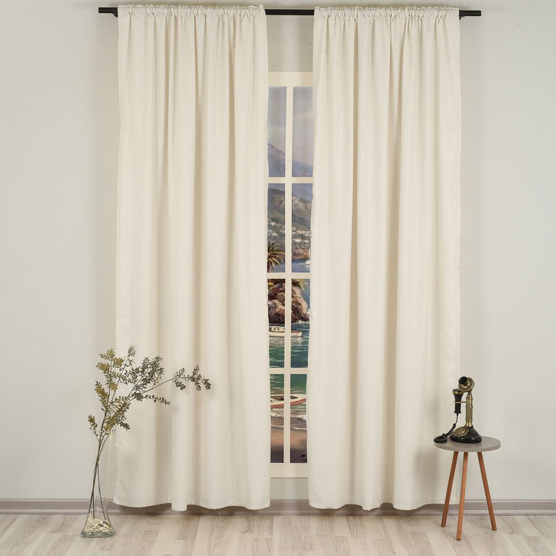 Lined Blackout Extra Long & Extra Wide Custom Made Decorative Single Panel Curtain, Ecru, 100" W x 84" L