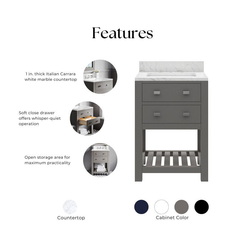 Madalyn 24" Single Sink Bathroom Vanity Set, Cashmere Gray, Faucet Included