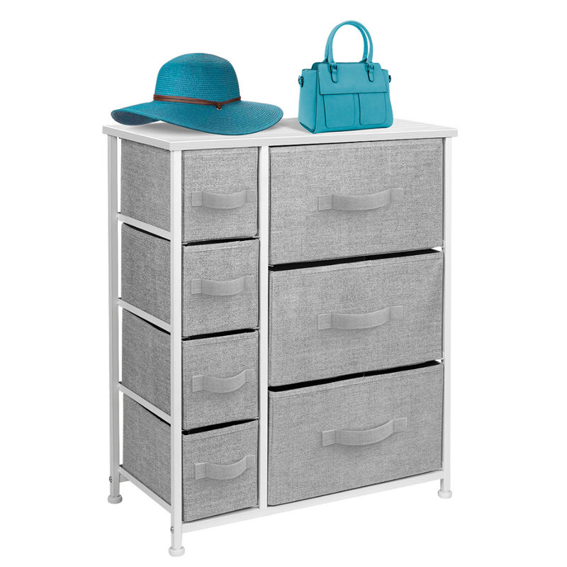 Sorbus River Layne White 7-Drawer Kids Dresser with Steel Frame