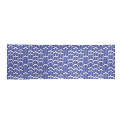 Tapis bleu/gris à chevrons lineed