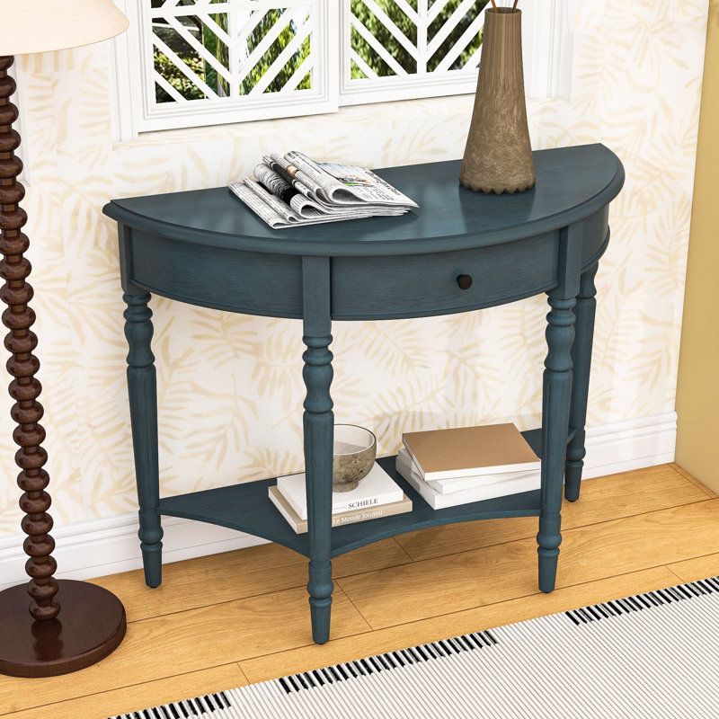 Console en bois avec tiroir et tablette, Marine