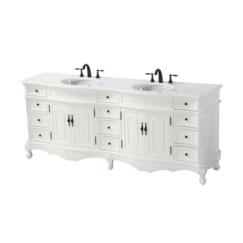 Meuble-lavabo double 84 po blanc antique, Blanc antique