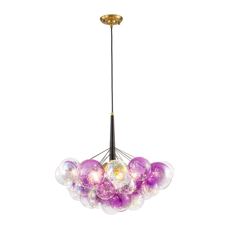 5 - Light Iridescent Gradient Color Sputnik Sphere Glass Bubble Chandelier