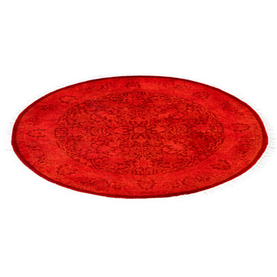 Tapis rose contemporain en laine noué à la main Cotten 3 pi 1 po x 3 pi 1 po