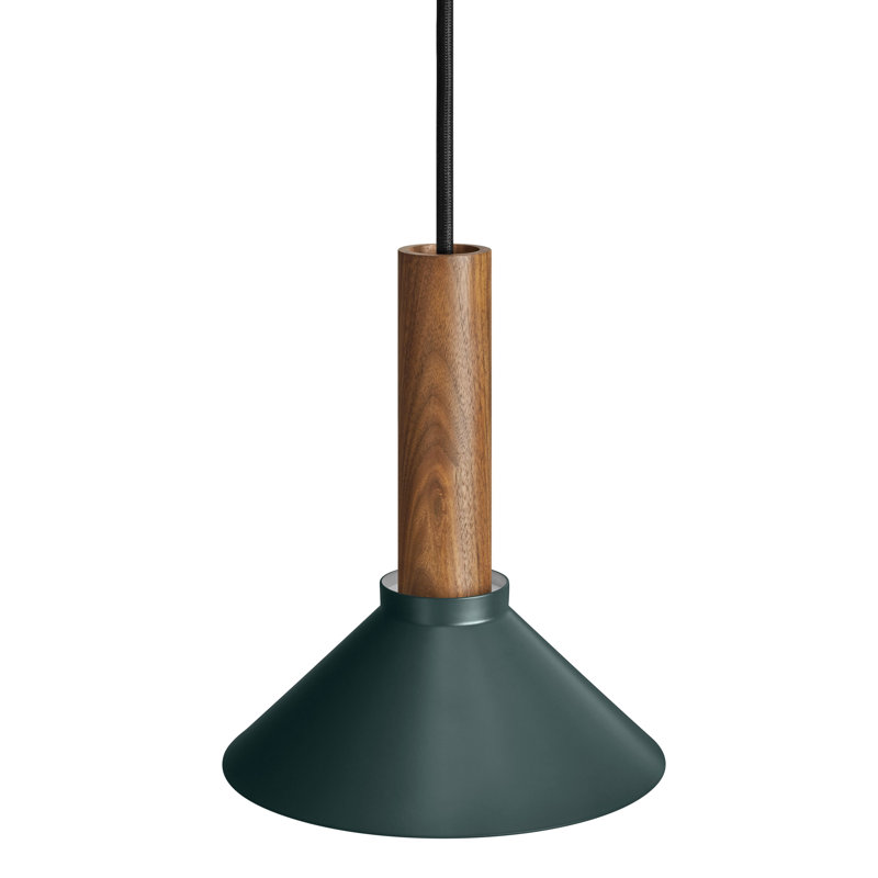 Emblem 1 - Light Pendant, 12" H x 14" W x 14" D, Navy Green, Walnut
