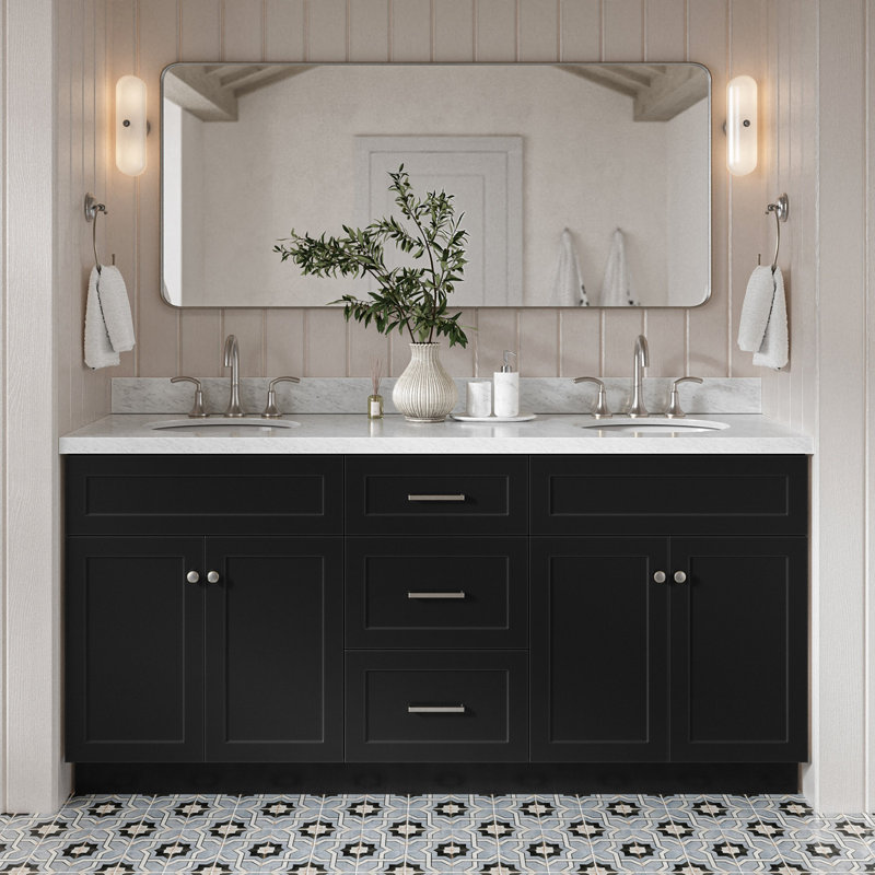 Ensemble de meuble-lavabo double 73 po Abell, Noir