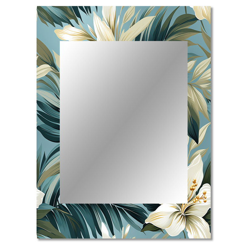 Motif tropical de Braky Coastal Neutrals - miroir décoratif tropical, 40 po x 30 po