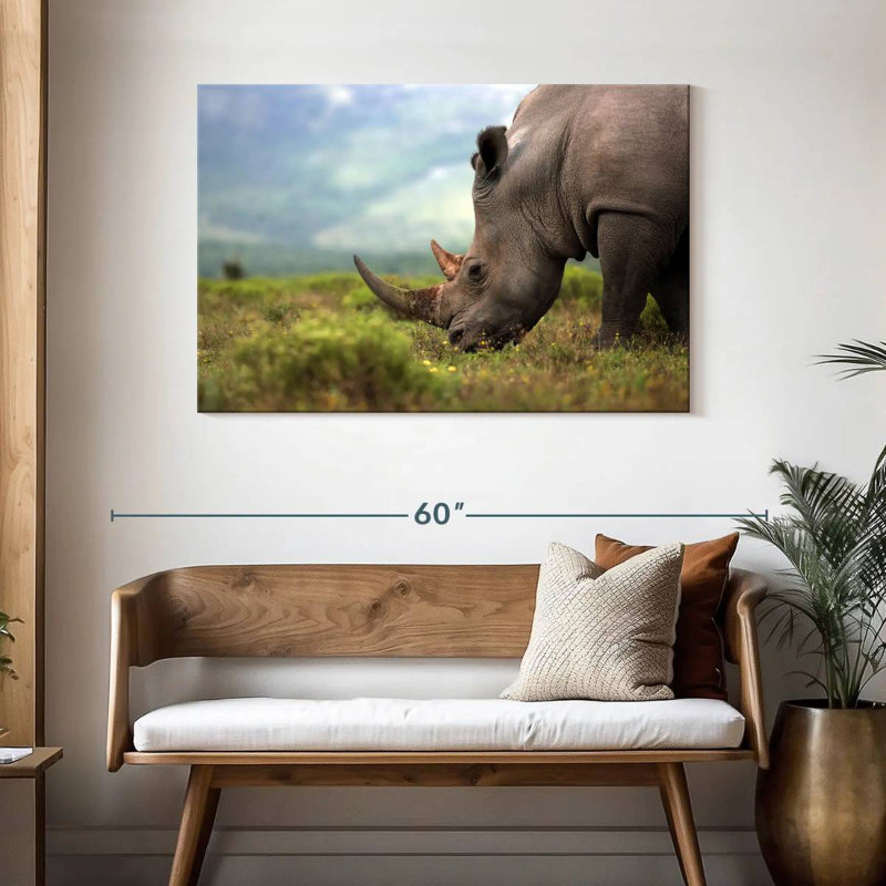 Rhinocéros en voie de disparition Brampt, H 30 po x l 45 po