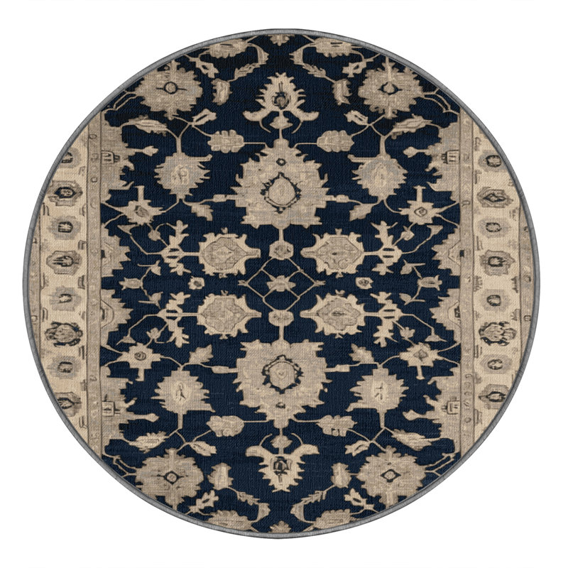 Tapis gris lavable à la machine, Rond 6 pi