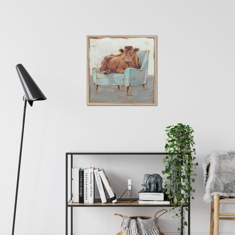 Moo-ving In IV by Ethan Harper - Painting, Natural Wood Framed Paper Print, 80cm H x 80cm W x 2.3cm D