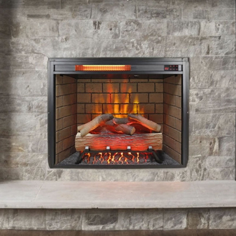 28 inch Infrared Electric Fireplace with Removable Trim kit Insert, Touch Panel Home Decor Heater, Smokeless Firebox With Fire Crackling Sound