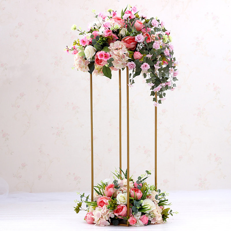 Ciupan Iron Flower Girl Basket, Gold, 40cm H x 21cm W x 21 cm D