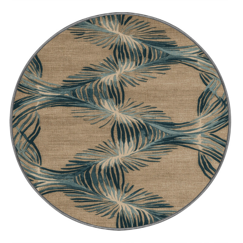 Tapis gris lavable à la machine, Rond 4 pi