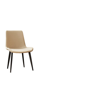 Chaises de salle à manger en cuir brun clair 2 pour la cuisine avec pieds en métal poli, 22,32 po de largeur, 27,2 po de profondeur moderne dans un cadre en paquet, 32,17 po de hauteur