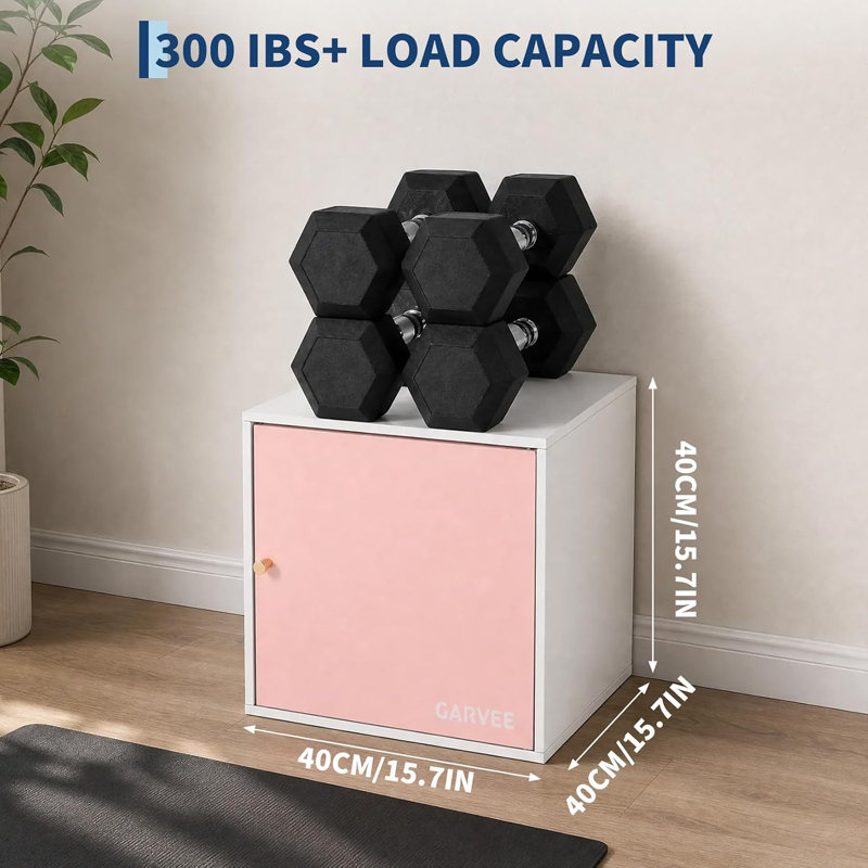 Armoire de rangement cubique en métal avec fixation murale magnétique à une porte, Rose