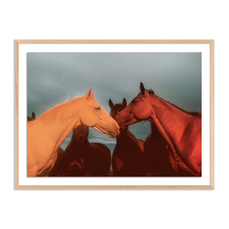 Sunset Horses Print by Coup D'Esprit, 24" H x 32" W x 1.5" D, Light Brown