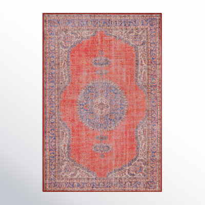 Oriental Power Loom Red/Blue/Ivory Area Rug