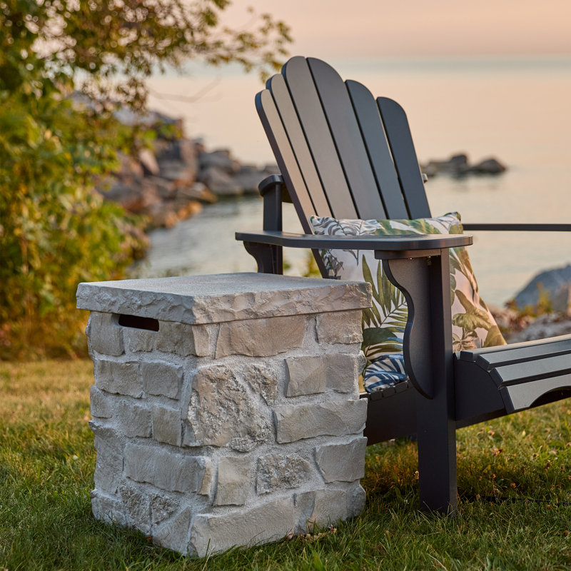 Scottsdale Stone Propane Tank Cover And Side Table In Beige By Real Flame