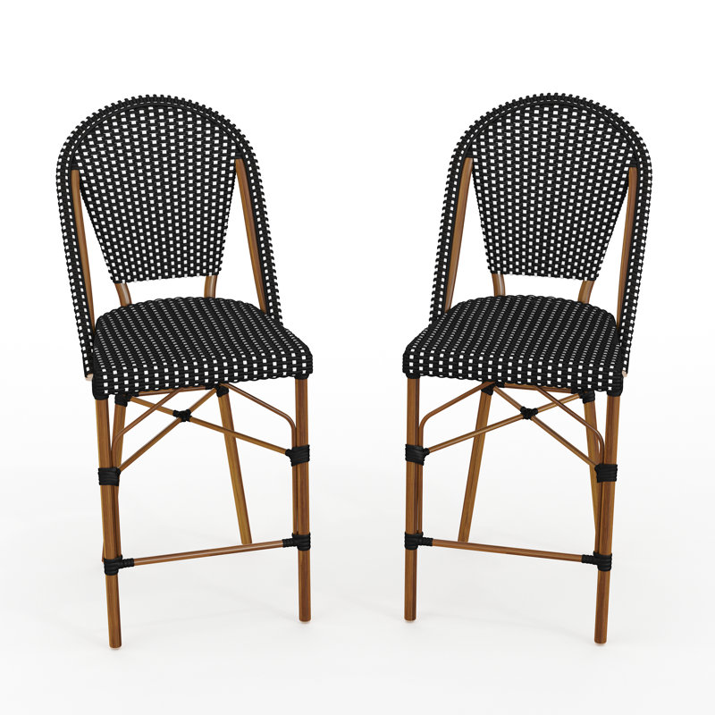 Tabourets de bar bistro Martha Stewart, Bois naturel, Noir / blanc