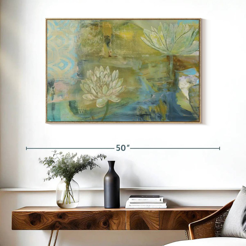 Lotus Dream, Cadre flottant en bois naturel, 40 po x 27 po