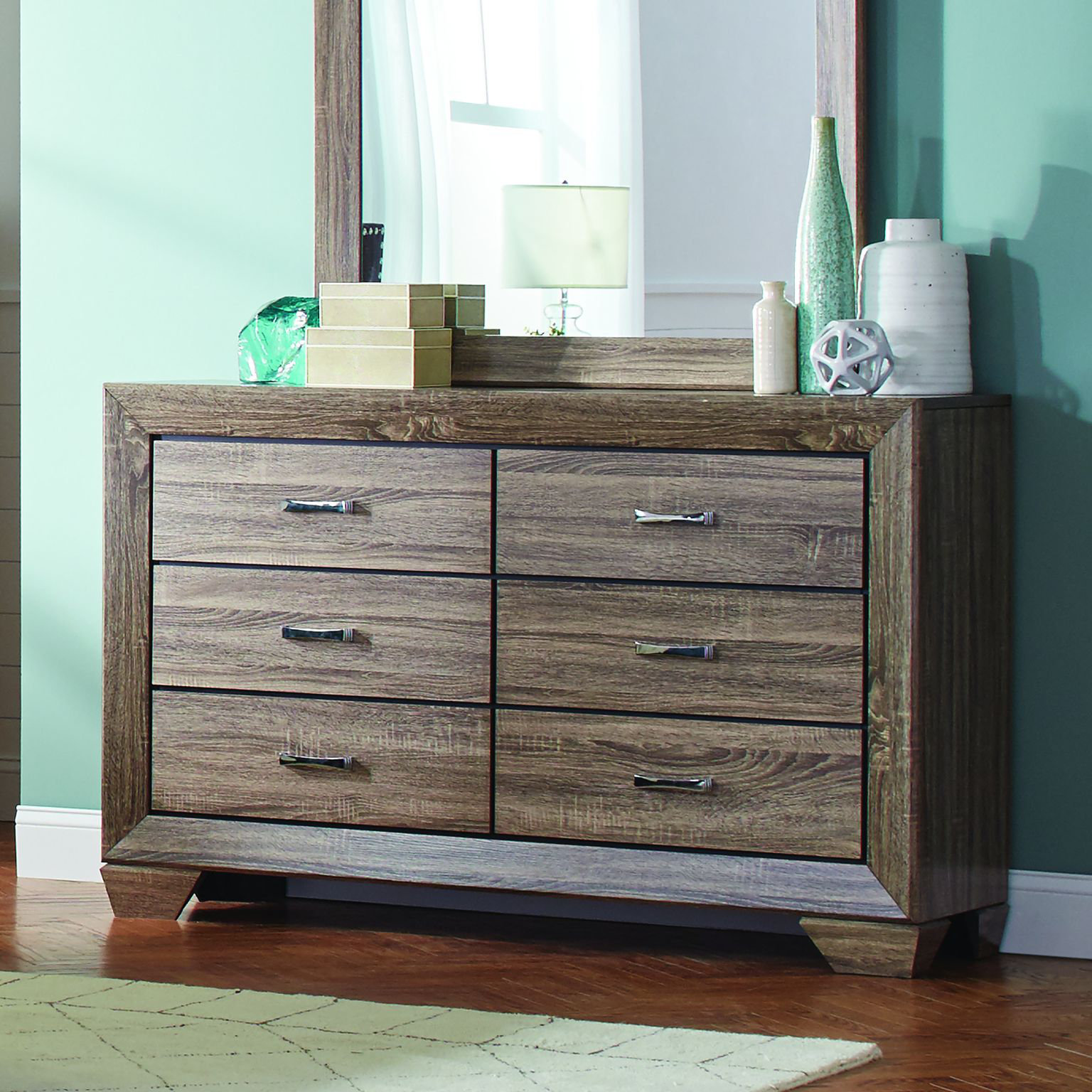 Foundry Select 6 Drawer Double Dresser with Mirror | Wayfair