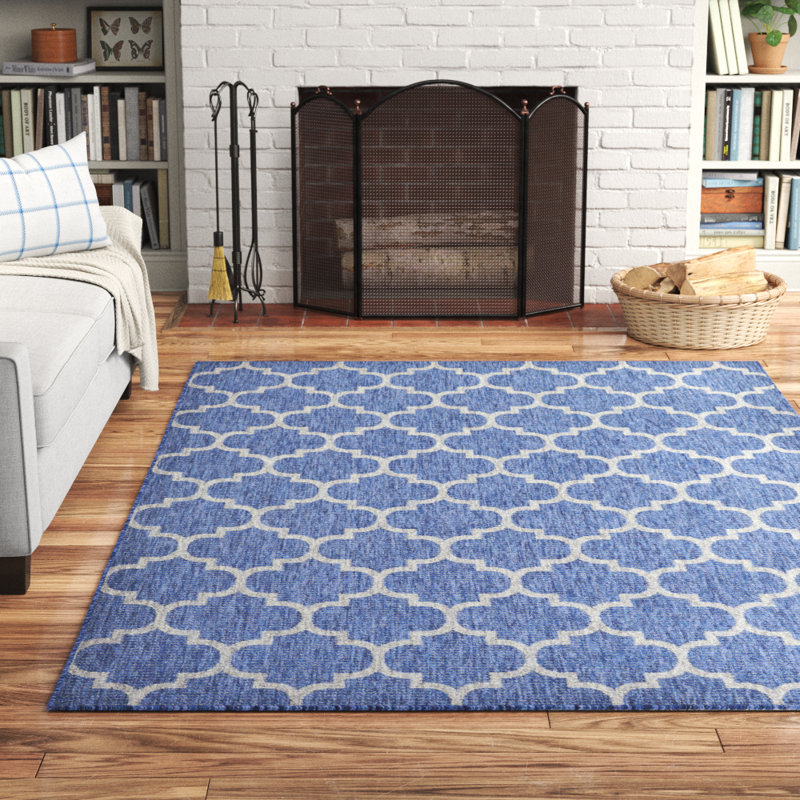 Suffolk Blue Indoor/Outdoor Area Rug, Rectangle 4'1" x 6'1"