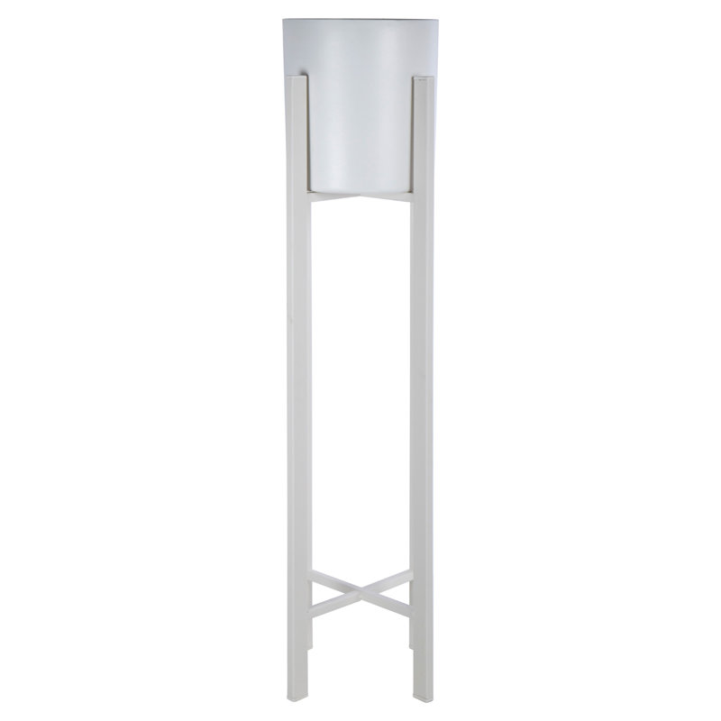 Pot à fleurs en plastique Vadlamudi, H 28,5 po x l 6 po x P 6 po, blanc