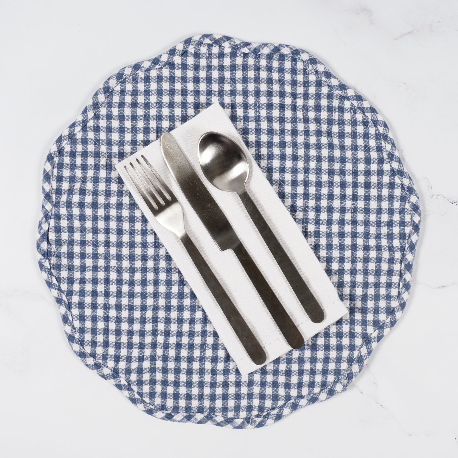 Set of 4 Farmhouse Quilt Placemats, Navy
