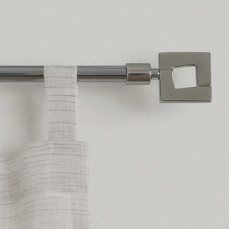 Tringle à rideaux simple réglable Studio avec fleurons géométriques (50 à 82 pouces), Graphite
