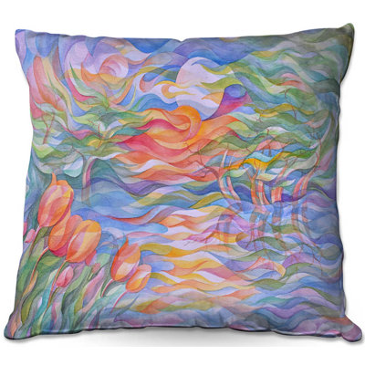 Couch Sunset Tulips Throw Pillow