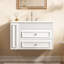 Meuble-lavabo mural de 30 po, armoire de rangement flottante avec 2 tiroirs, lavabo simple en céramique à 3 trous, armoire moderne.-13310466