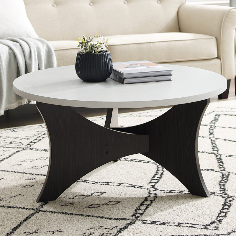 Table basse à 3 pieds, Faux marbre blanc, Graphite