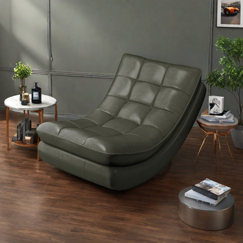 Chaise berçante en cuir rétro, Gris
