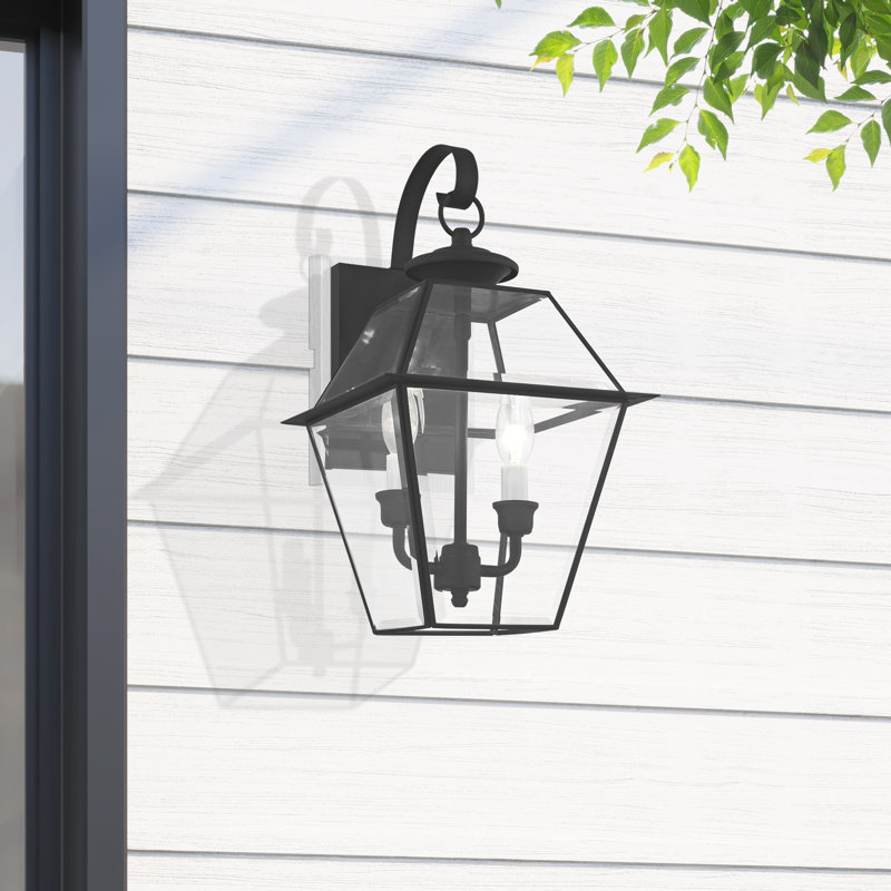 Lanterne murale d'extérieur en verre biseauté H 16,5 po Boto 2, Noir