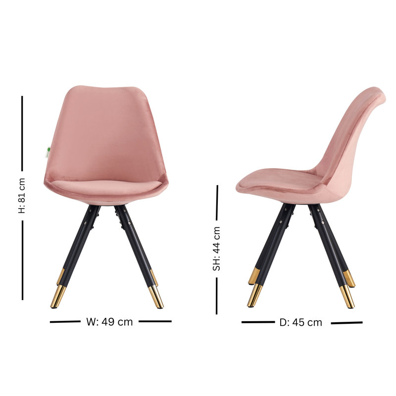 Domek Modern Velvet Dining Chair - Upholstered Upper body with Coated Metal Legs - Side Chair for Dining Room Kitchen Living Room - Single