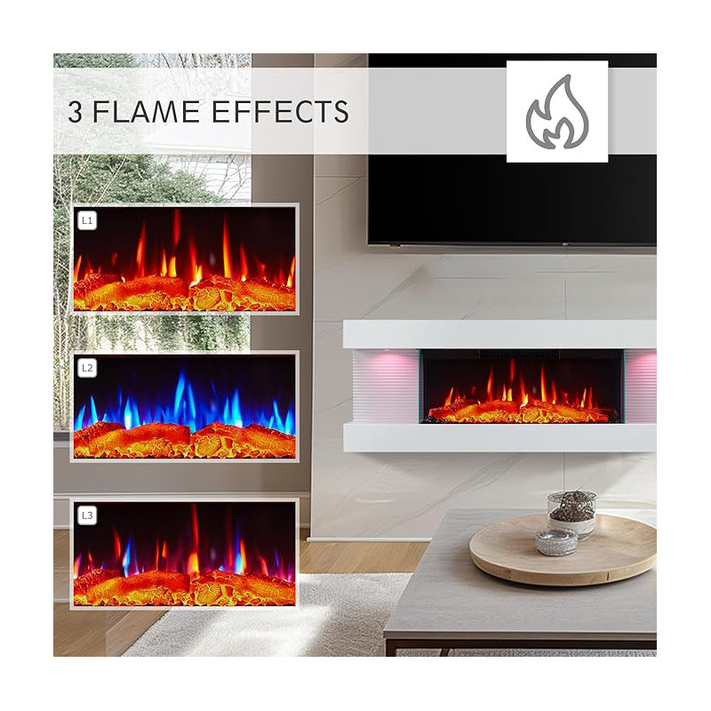 WEMBURY Stories Electric Fireplace, 41.8cm H X 112cm W X 21.6cm D