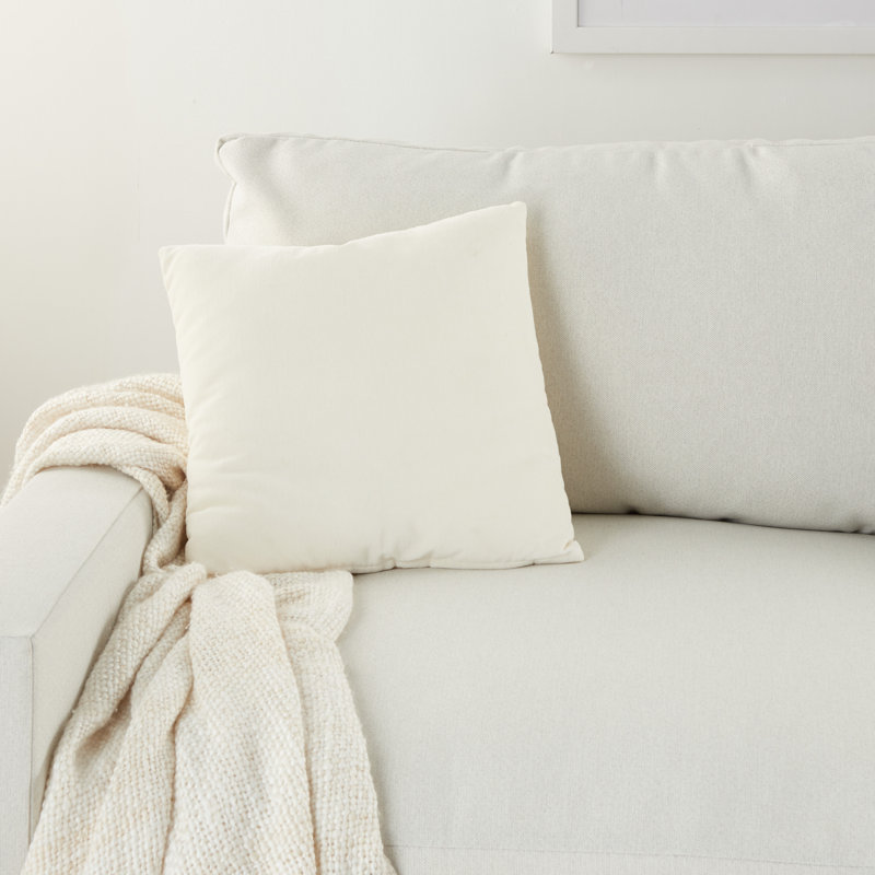 Coussin décoratif en coton, 16 po x 16 po, Ivoire