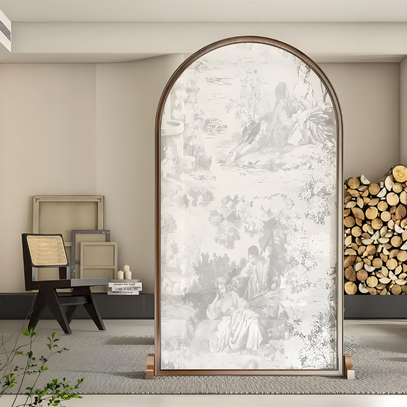 Modern Minimalist Ju-i Pattern Screen Divider, 70.87" H x 39.37" W x 1.57" D