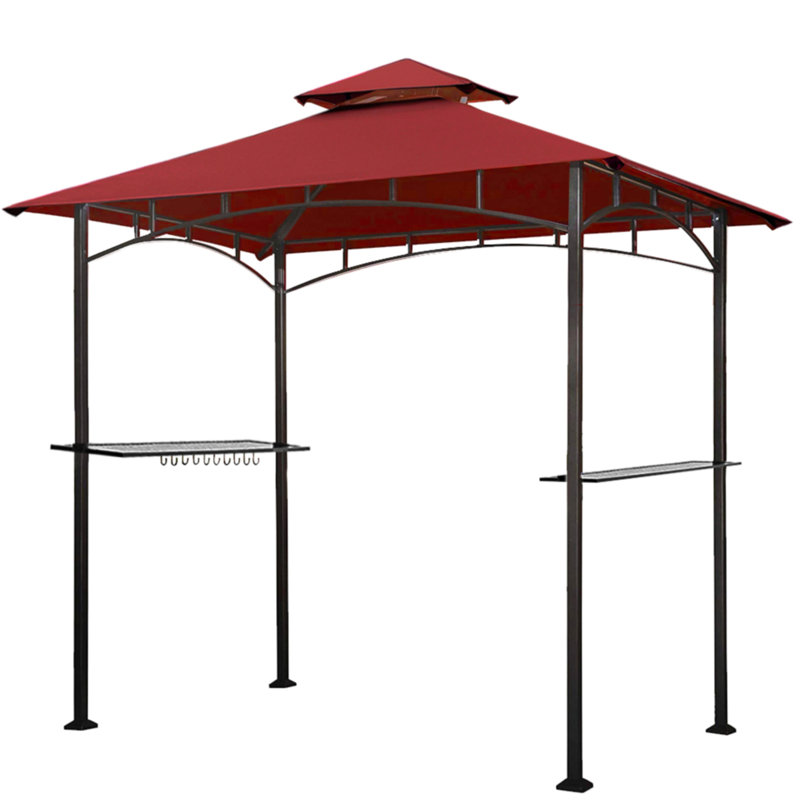 Mugen 8 Ft. W x 5 Ft. D Steel Grill, Burgundy