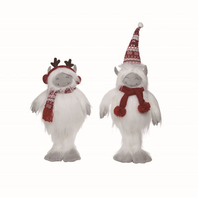  Plush Standing Yeti Set of 2 Christmas Home Decorations