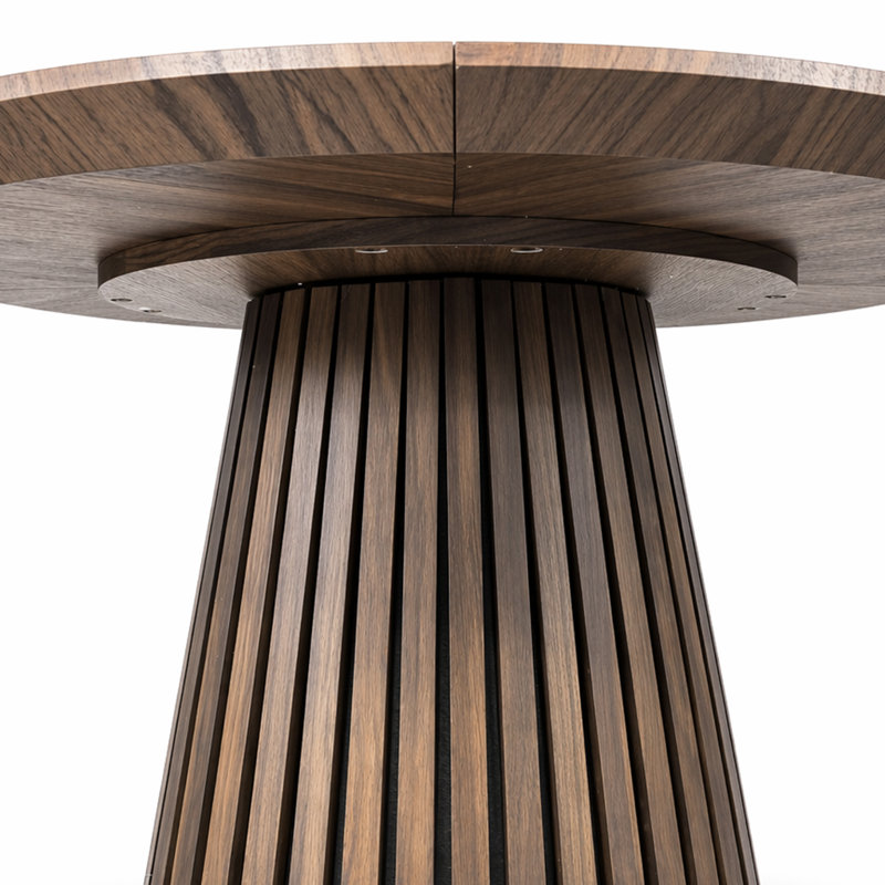 Table de salle à manger ronde de 120 cm (47,24 po), table ovale moderne en placage de bois avec pied cannelé, table pour 4 personnes pour la cuisine et la salle à manger
