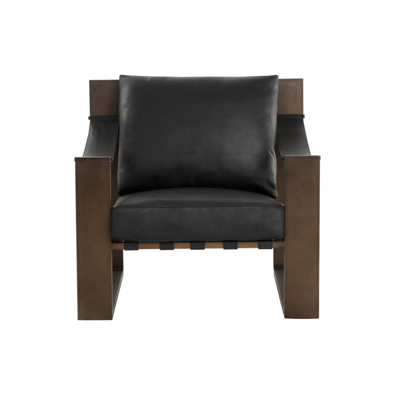 FAUTEUIL Berke - Bronze antique - Cuir, Noir