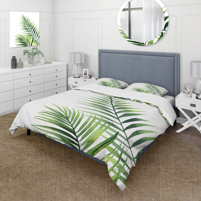 Fern Leaves Détail III - Ensemble de housse de couette Farmhouse - Microfibre de polyester