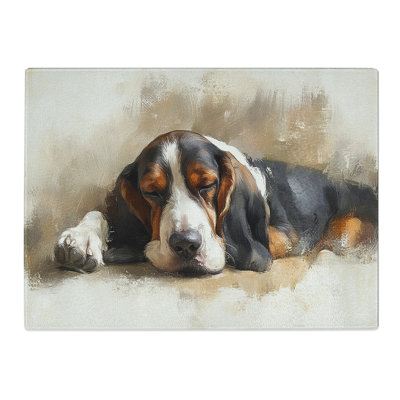 Basset Hound Vol.4  Glass Chopping Board