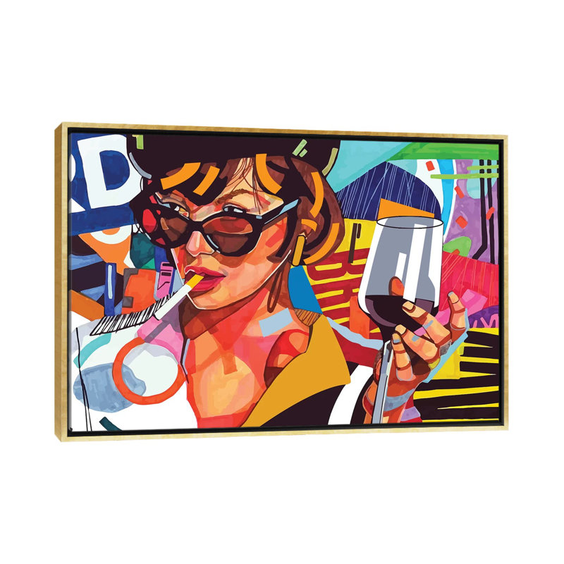 «No smoking» - impression d'art graphique, H 26 po x l 18 po x 1,5 po, Toile encadrée d'or, Pas de tapis