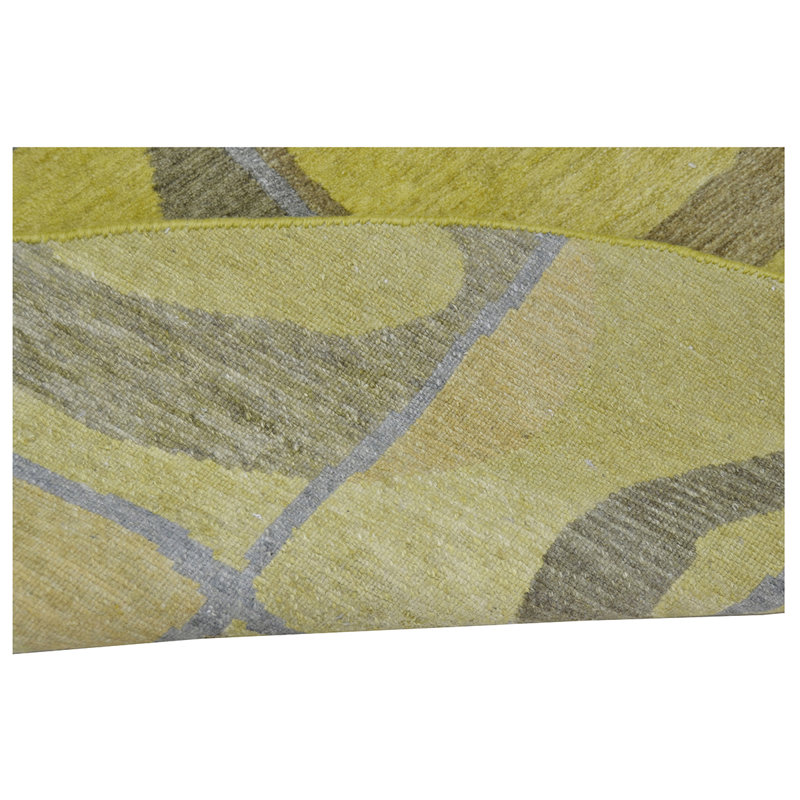 Hand Knotted Wool Geometric Area Rug, Round 6'