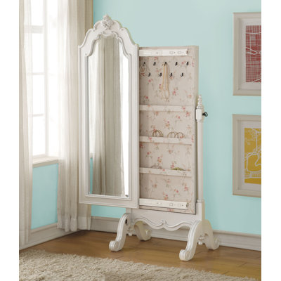 Flat Floor Mirror with Hooks