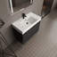 Meuble-lavabo autoportant avec lavabo en résine, armoire de rangement avec portes à fermeture douce-115688272