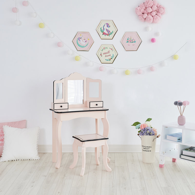 Kids Vanity Set with Mirror, Pink