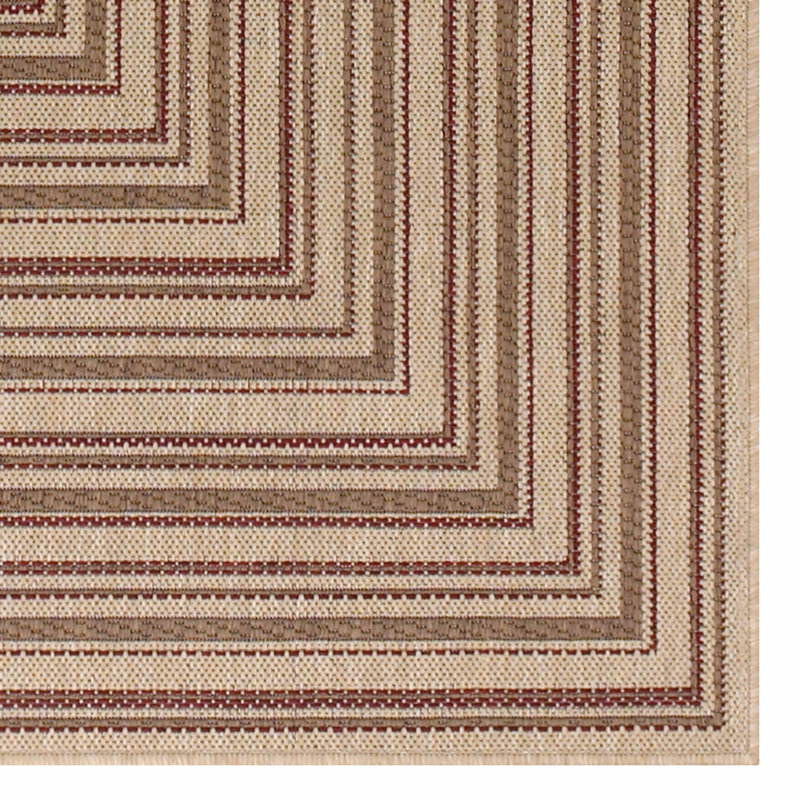 Leibowitz Machine-Woven Brown Geometric Polypropylene Indoor/Outdoor Dhurrie Rug, 7'2" x 10'5"